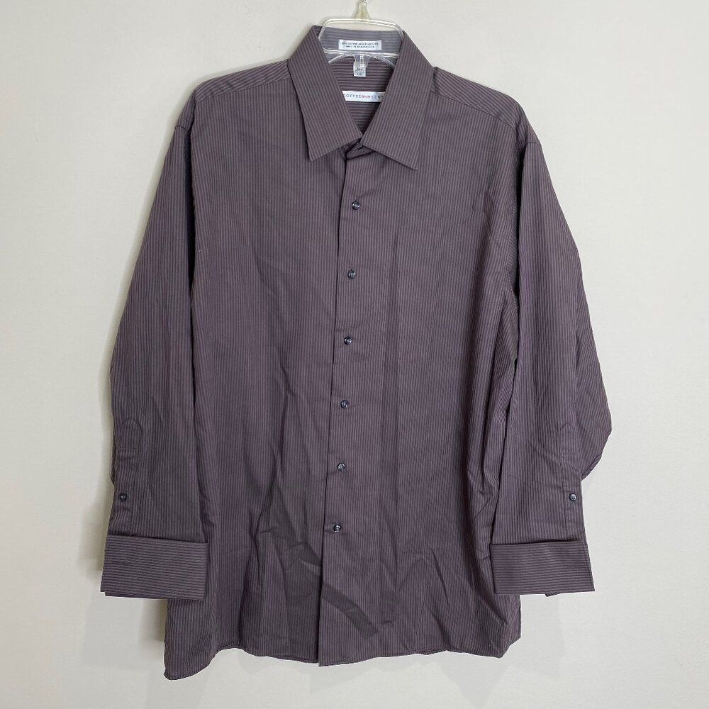 Geoffrey Beene Button Down Long Sleeve Double cuff Shirt SZ XL 17 - 32/33